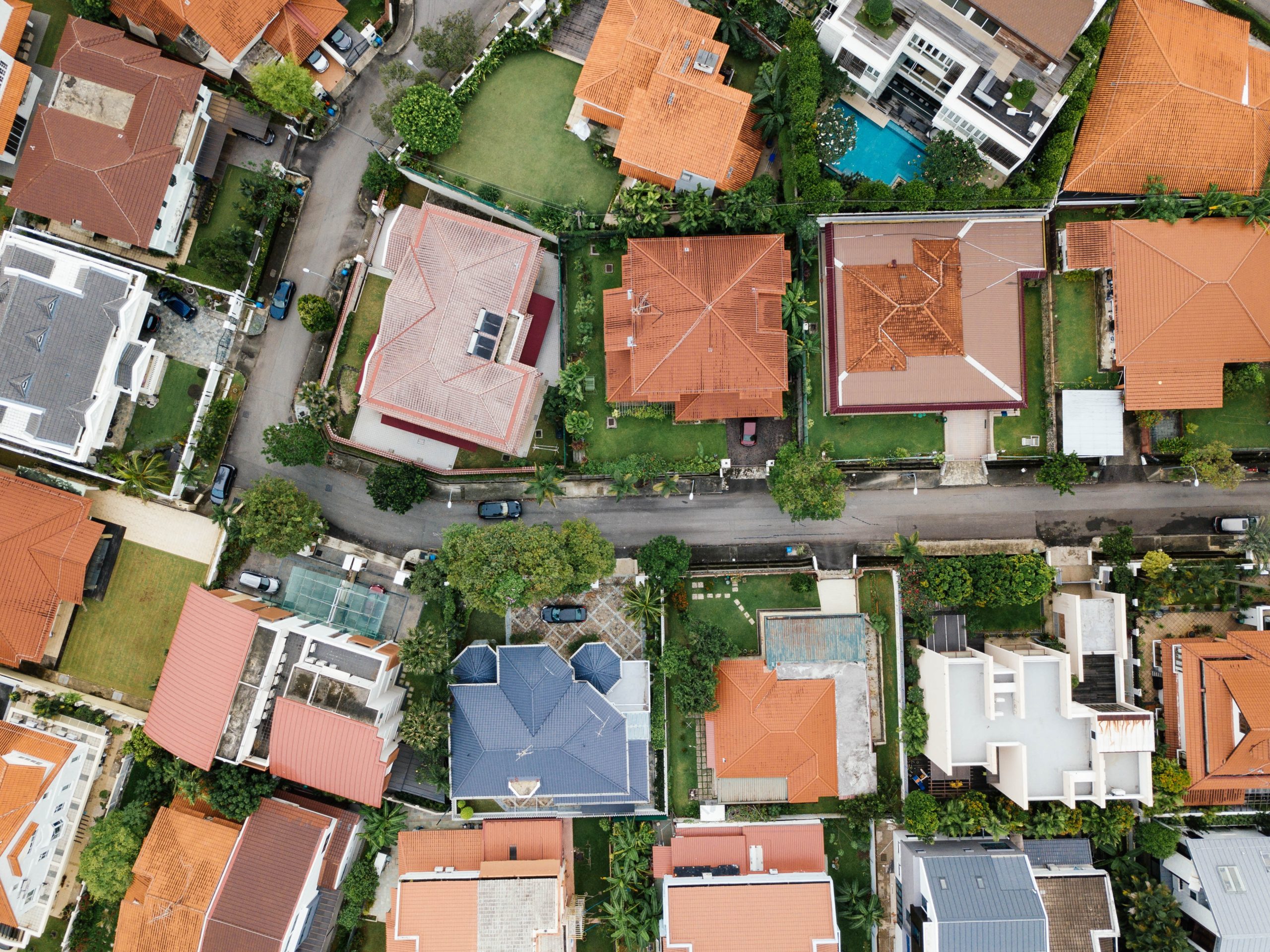 overhead shot of ontario homes