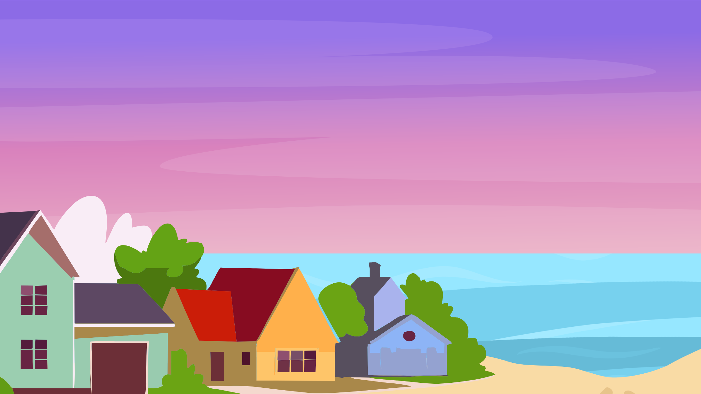 graphic of colourful houses by georgian bay